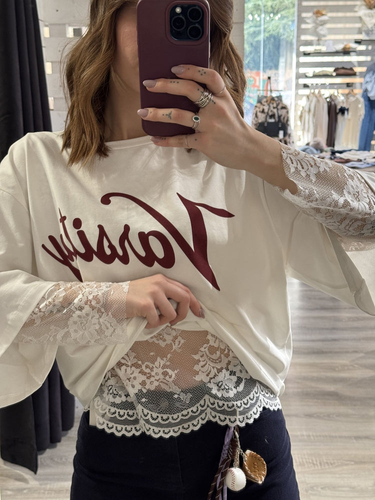 T-Shirt stampa con manica pizzo SusyMix - GiuGiò | Shop online