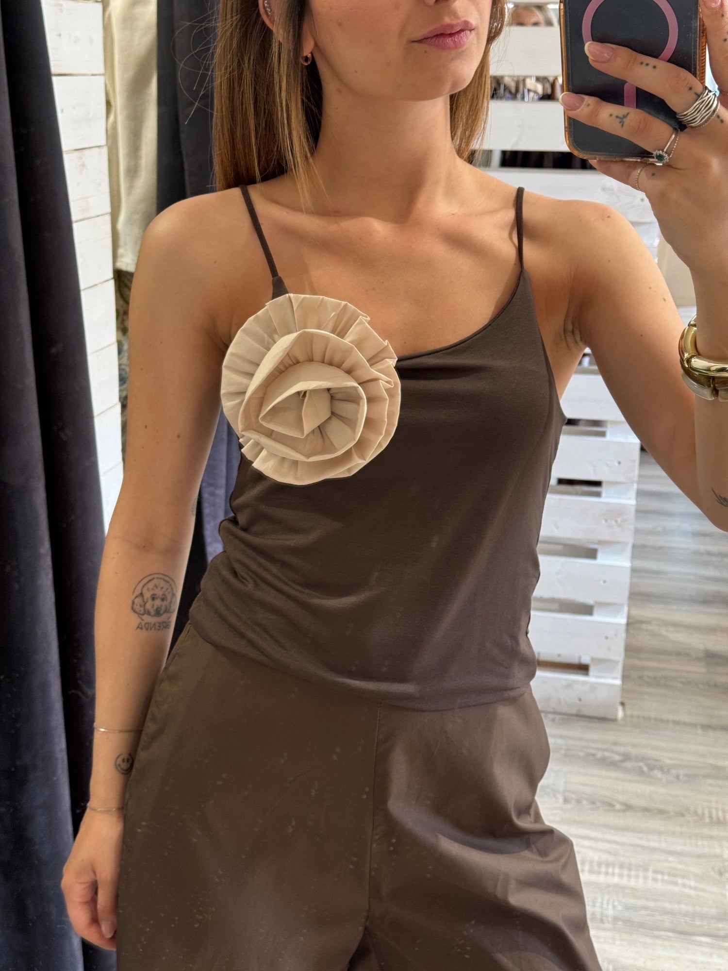 Top bretellina in viscosa con spilla MyD - GiuGiò | Shop online