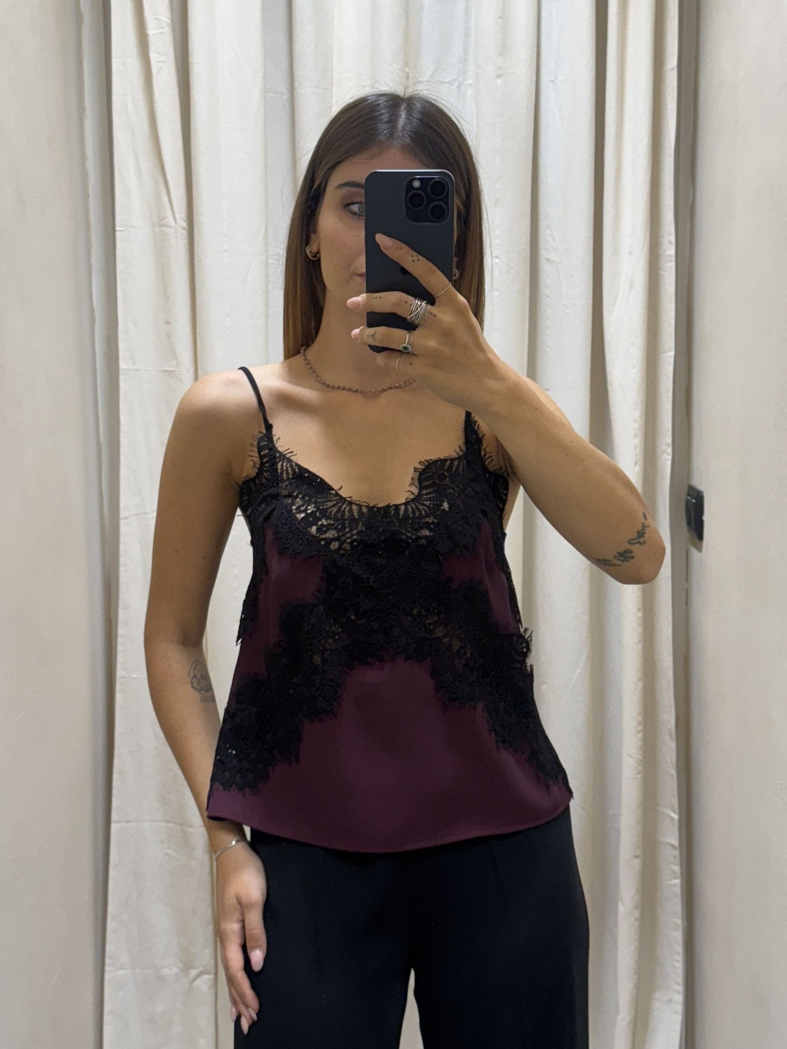 Top bretellina satin con inserti in pizzo Tensione In - GiuGiò | Shop online
