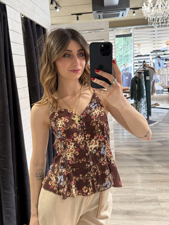 Top fiorato con rouches Tensione In - GiuGiò | Shop online