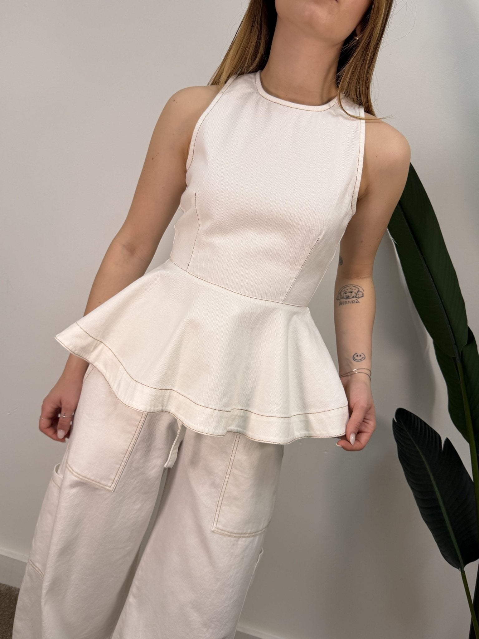 Top in denim con balza sul fondo Tensione In - GiuGiò | Shop online