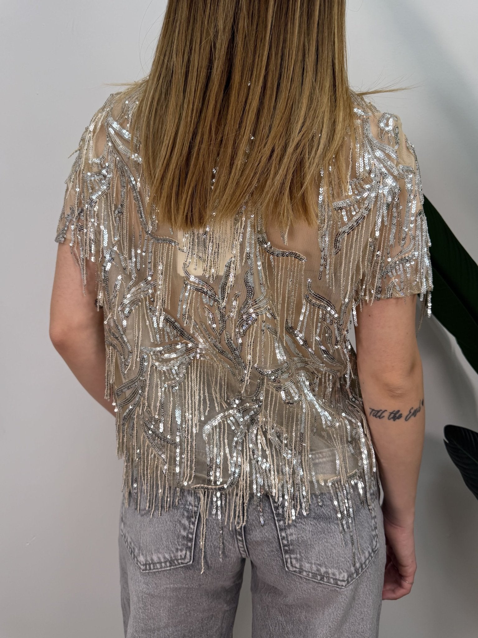 Top in tulle con paillettes argento Tensione In - GiuGiò | Shop online