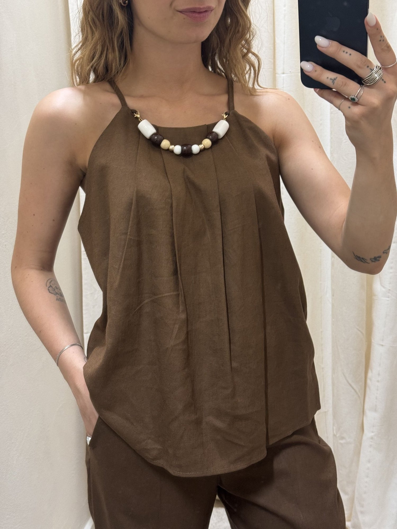 Top scollo america in lino Susy Mix - GiuGiò | Shop online