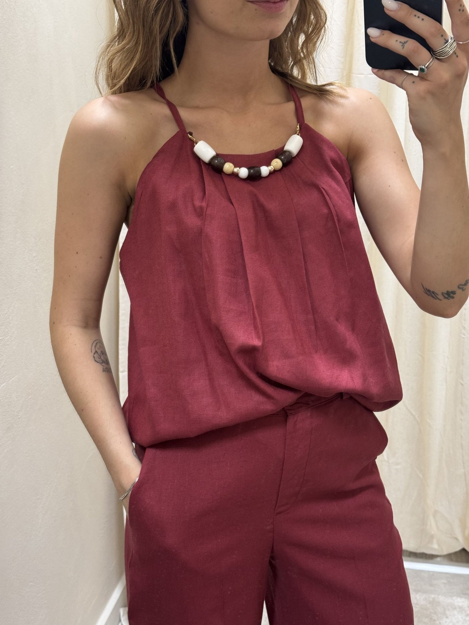 Top scollo america in lino Susy Mix - GiuGiò | Shop online