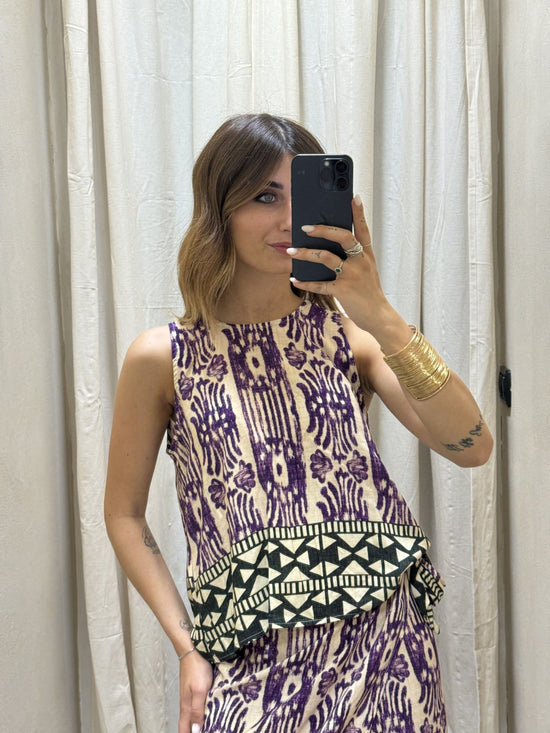 Top spalla larga stampa fantasia viola HaveOne - GiuGiò | Shop online