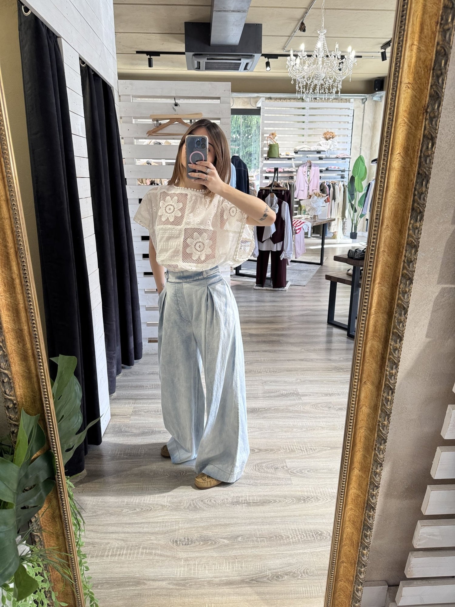 Tuta combinata sangallo e denim Tensione In - GiuGiò | Shop online