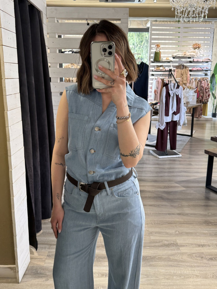 Tuta smanicata in chambray Tensione In - GiuGiò | Shop online