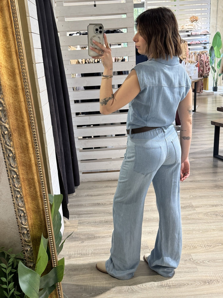 Tuta smanicata in chambray Tensione In - GiuGiò | Shop online