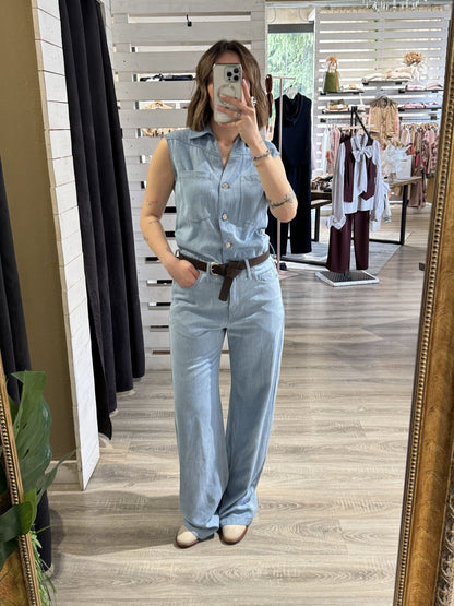Tuta smanicata in chambray Tensione In - GiuGiò | Shop online