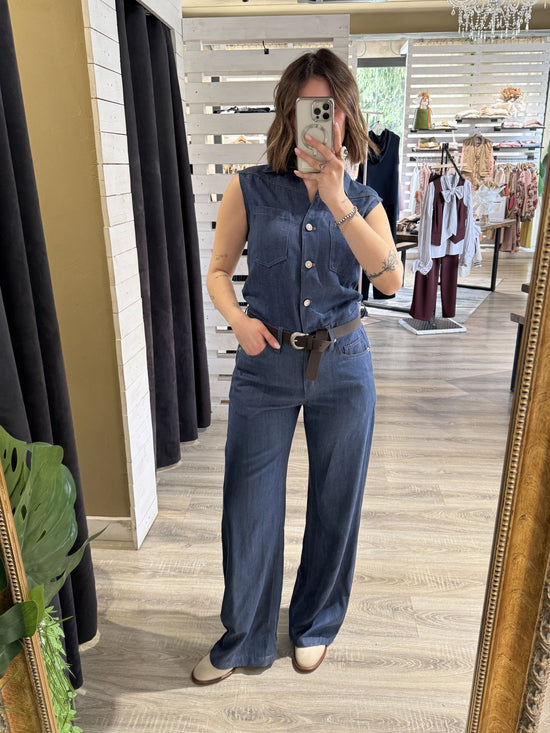 Tuta smanicata in chambray Tensione In - GiuGiò | Shop online