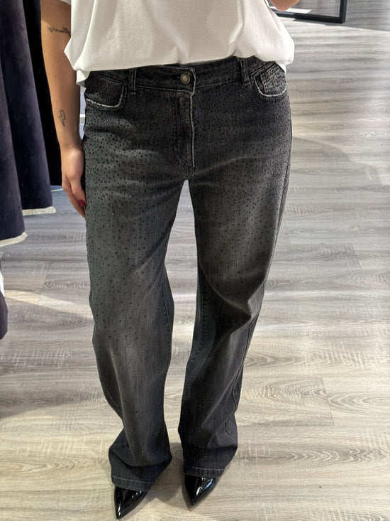 Zahjr - Jeans mom fit strass - Giugioshop